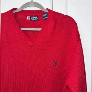 Chaps Polo Ralph Lauren Red Logo Knit Sweater Size XL Men’s